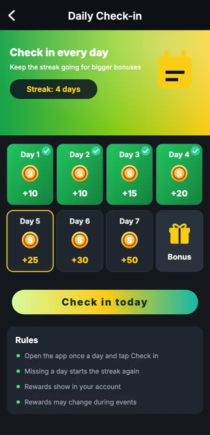 Veer Game daily check-in